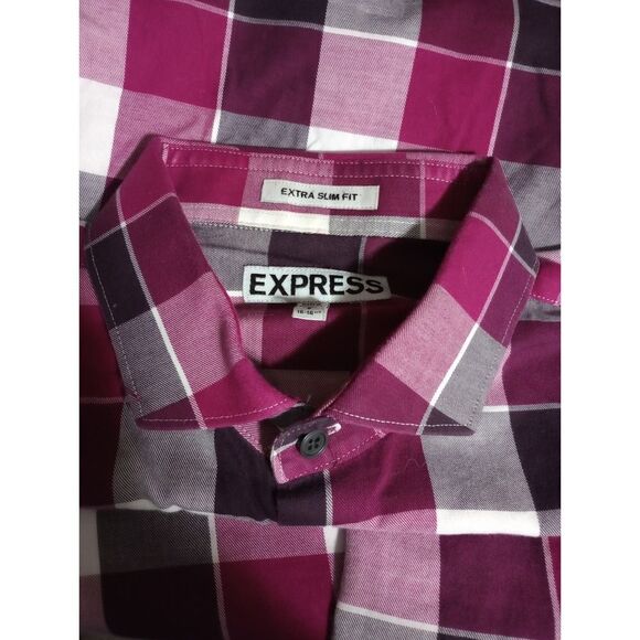 Express Shirt Men's Large Pink Purple Button up Extra Slim fit - Picture 5 of 8